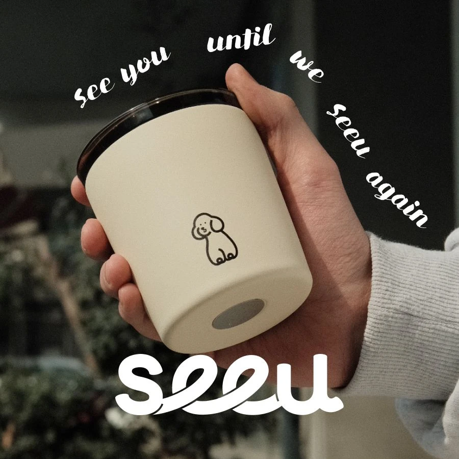 seeu｜小狗随行杯磨砂质感不锈钢水杯咖啡保温杯240ml