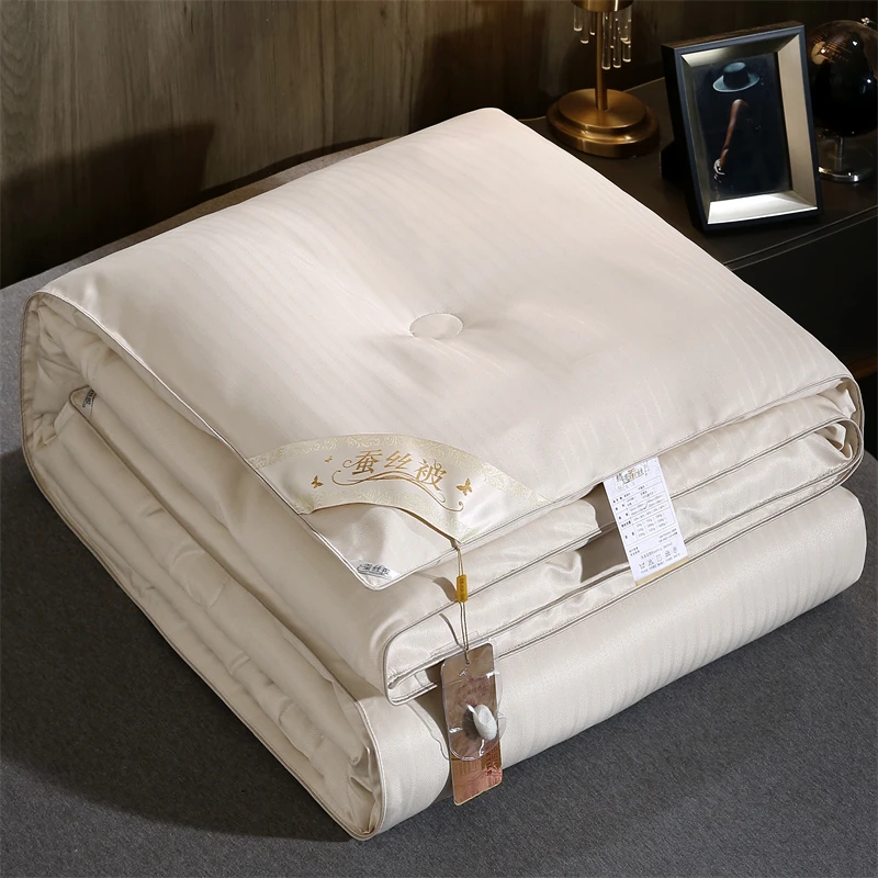 水星家纺适用100%全棉提花蚕丝被桑蚕丝春秋被加厚冬被保暖被芯