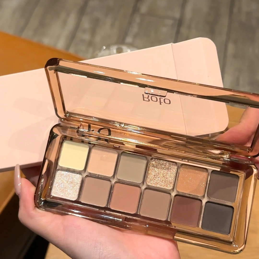 ROTO高级感眼影一体盘纯欲哑光大地色不脱妆超闪学生夏日桃花彩妆