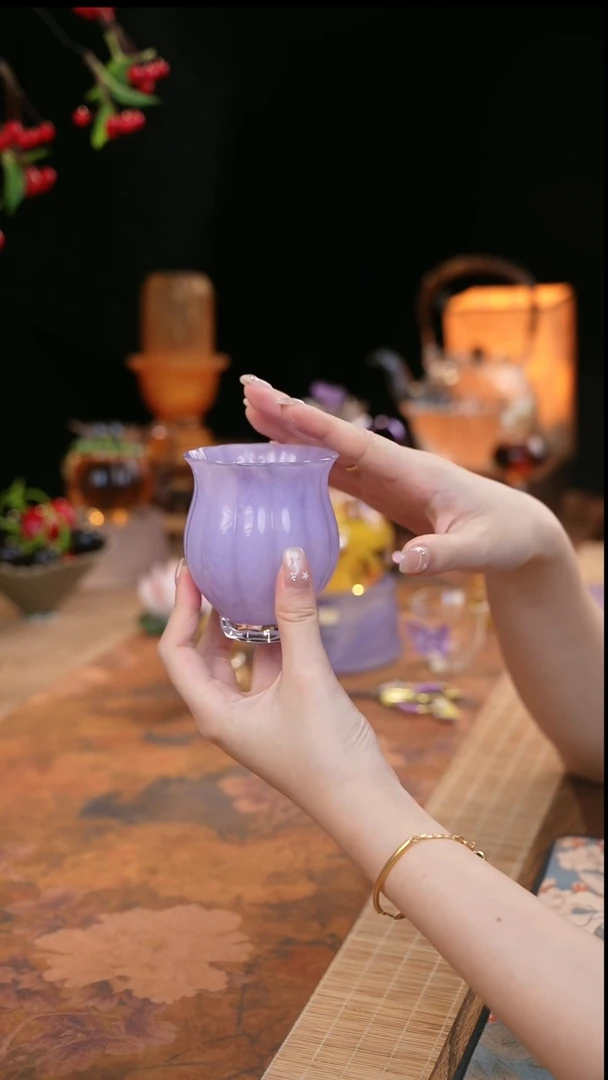 【闪购商品】紫色琉璃主人杯   110cc