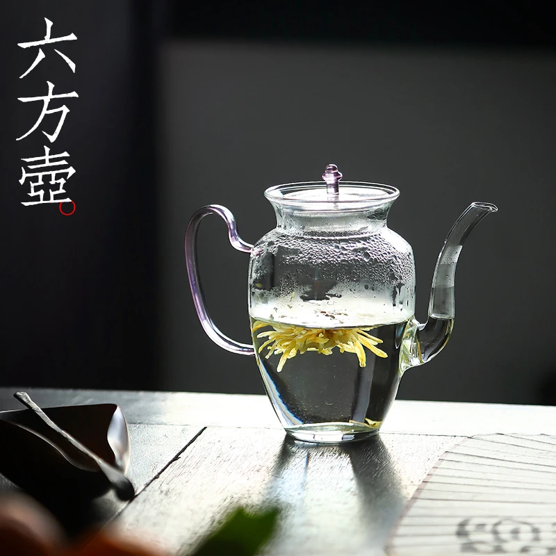 玻璃泡茶壶单壶仿宋手执壶耐高温侧把壶手工茶水分离绿茶壶