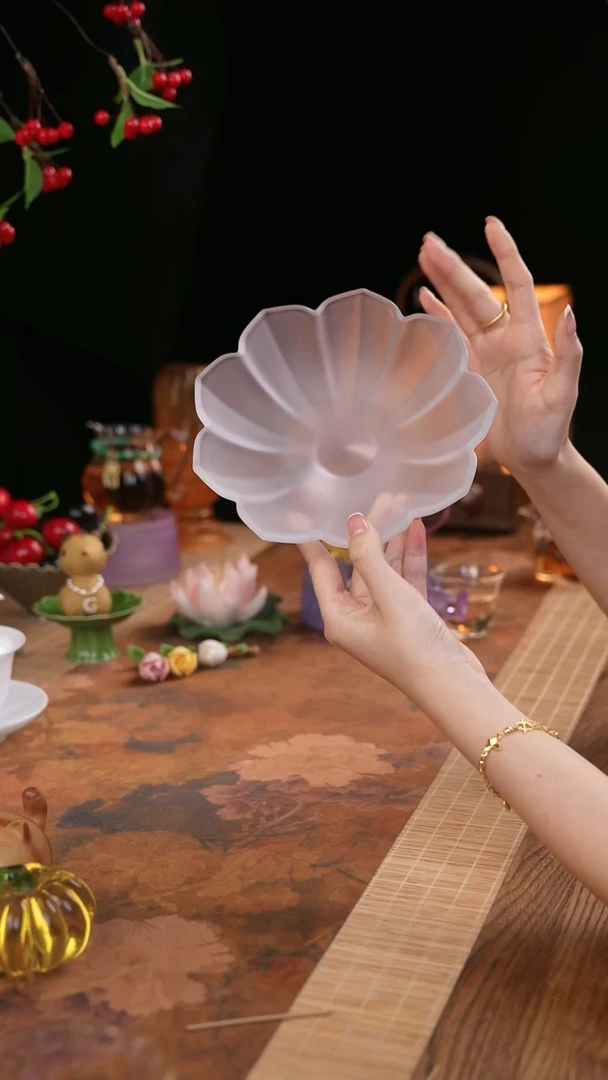 【闪购商品】粉色莲花高足果碟点心盘