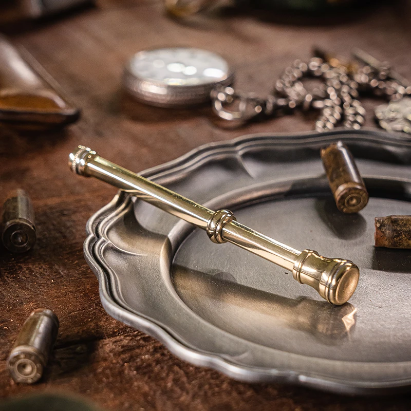 大汉烟斗原创欧式黄铜压棒通针两用压火便携光面复古氧化质感手工