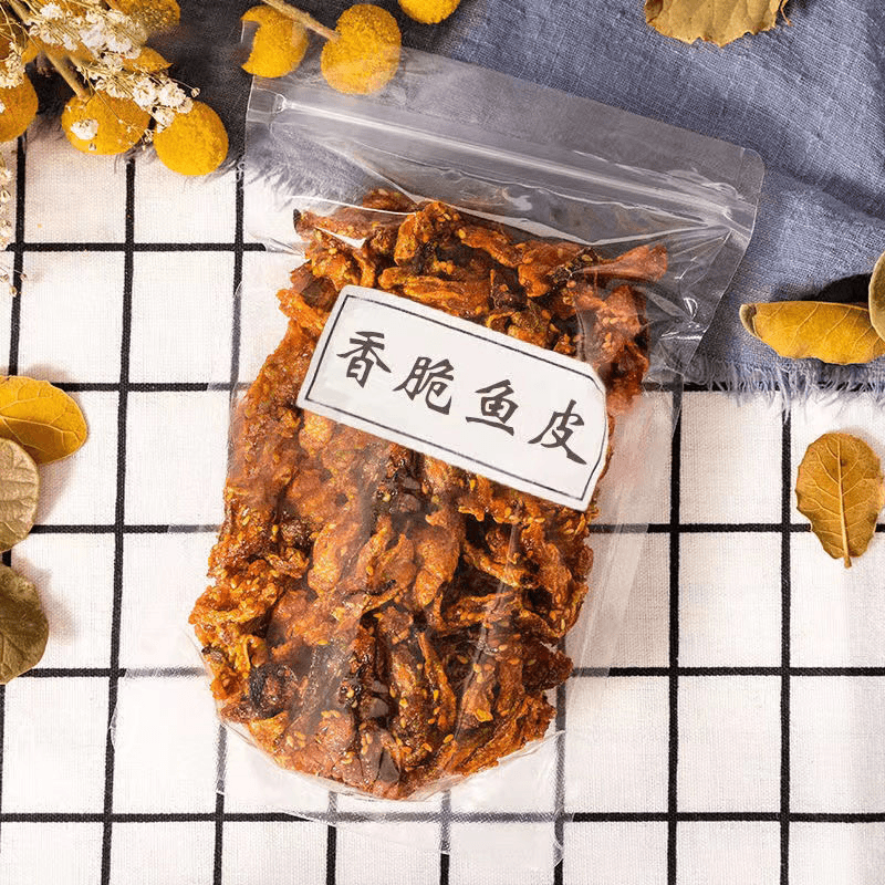 香辣鱼皮鳕鱼皮油炸小鱼仔即食零食口味鱼海鲜风味鱼皮干小吃