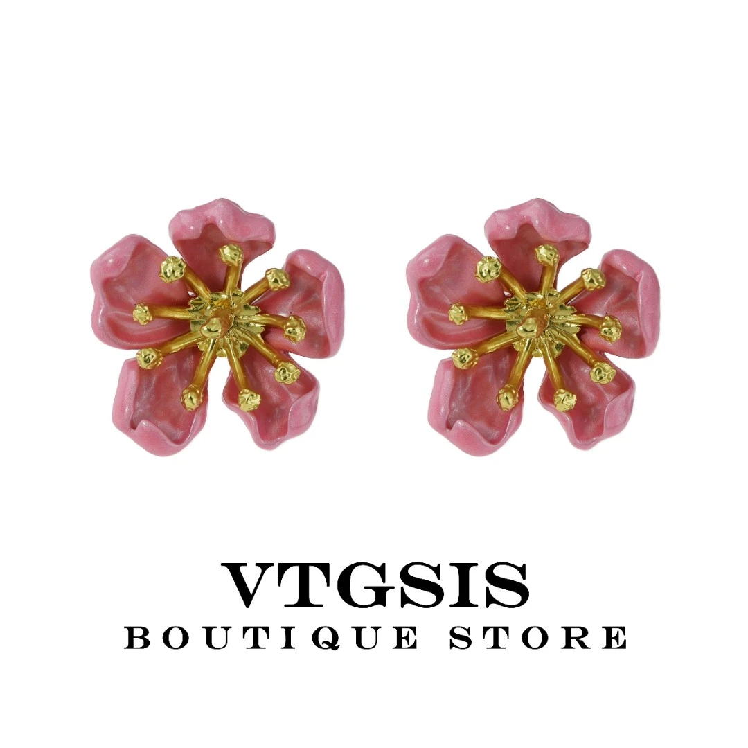 VTGSIS 合金珐琅耳饰 【直播同价】复古宫廷耳钉轻奢高级耳饰21391
