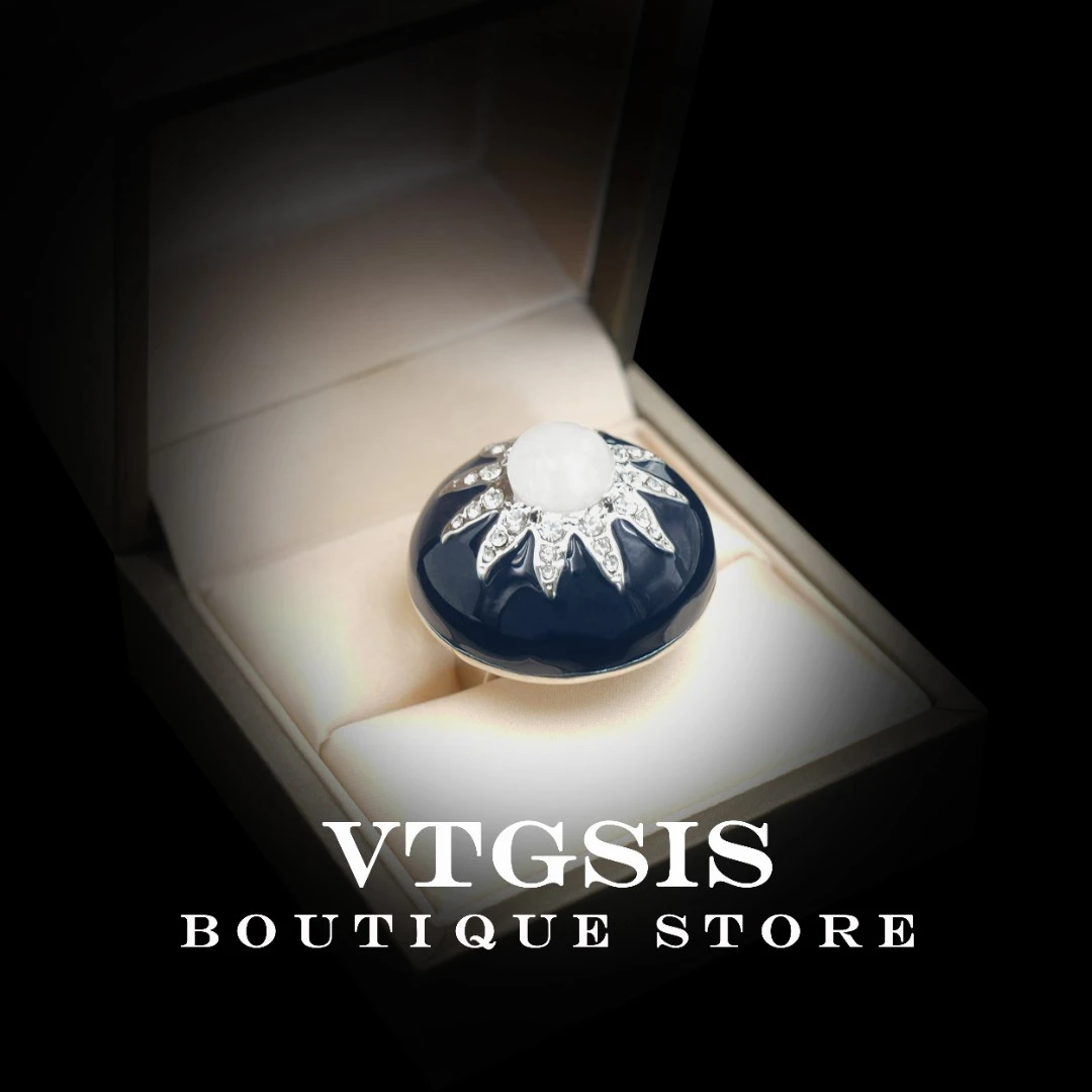 VTGSIS 合金合成锆石戒指 1351日月星辰蓝色戒指手工【直播同价】