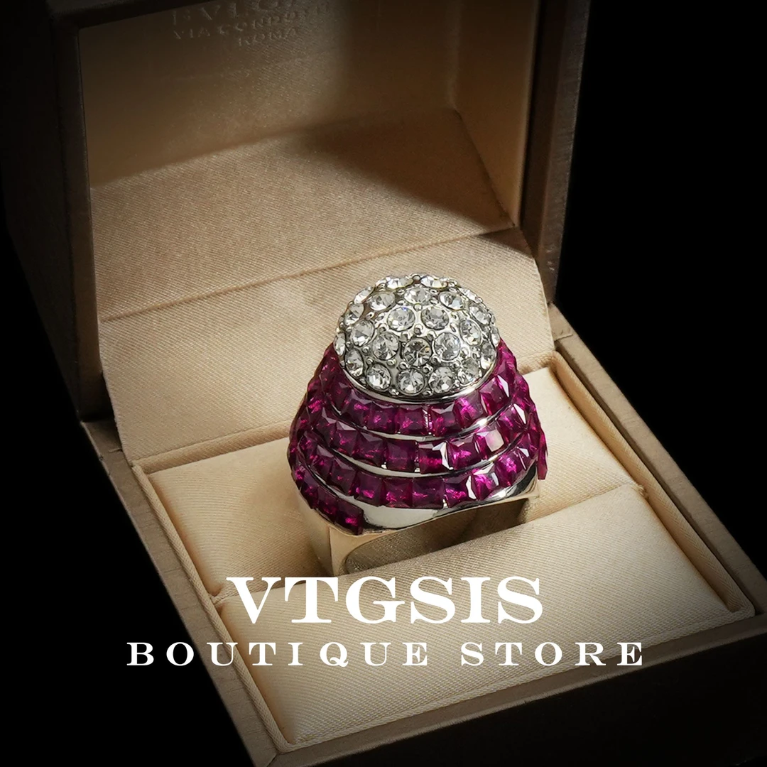 VTGSIS 合金合成锆石戒指 1314甜蜜闪耀粉色戒指饰品气质镶嵌指环