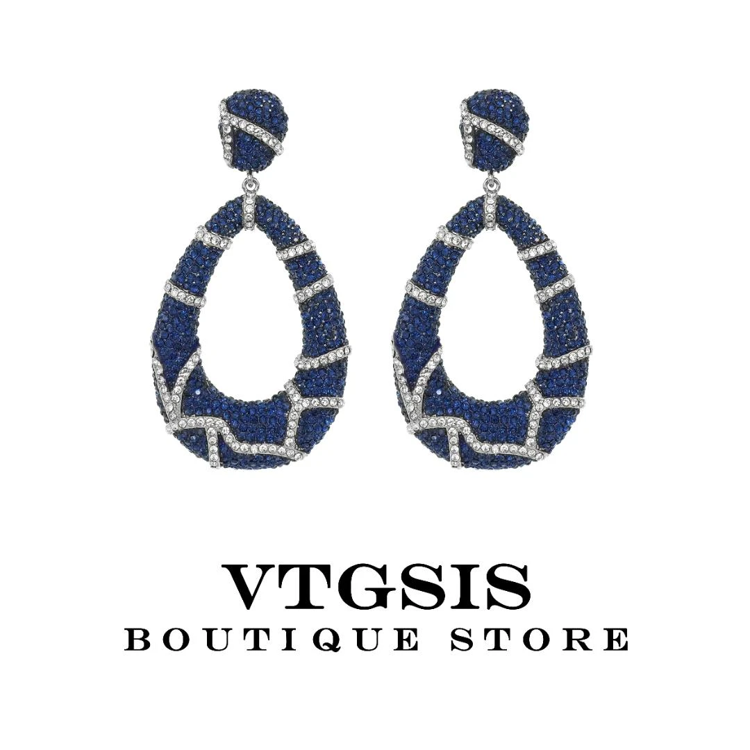 VTGSIS 合金耳饰 22147蓝色水滴耳钉耳饰复古时尚简约【直播同价】