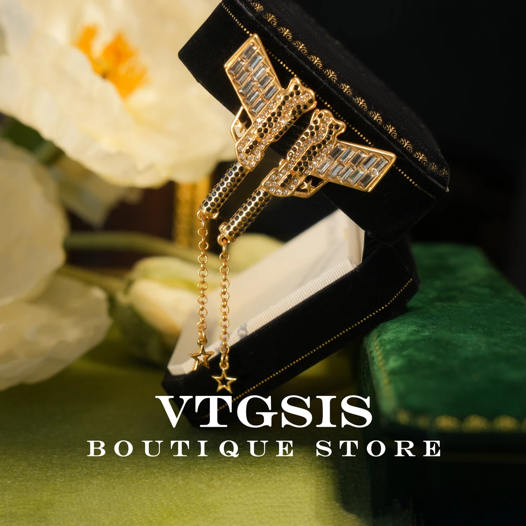 VTGSIS 合金合成锆石耳饰 手枪耳夹耳饰百搭时尚21281