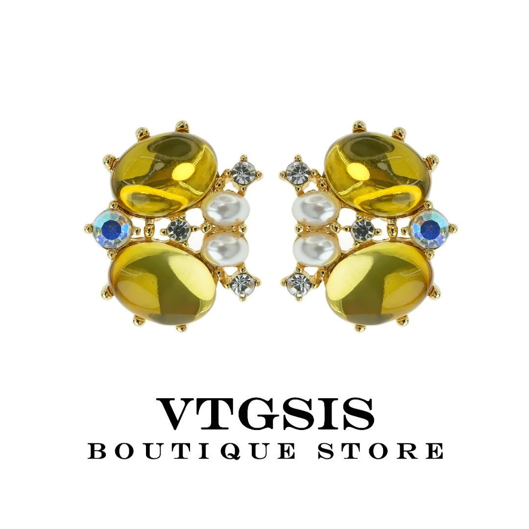 VTGSIS 合金琉璃耳饰 【中古姐妹推荐】荷兰印象皇冠彩钻耳环 21580