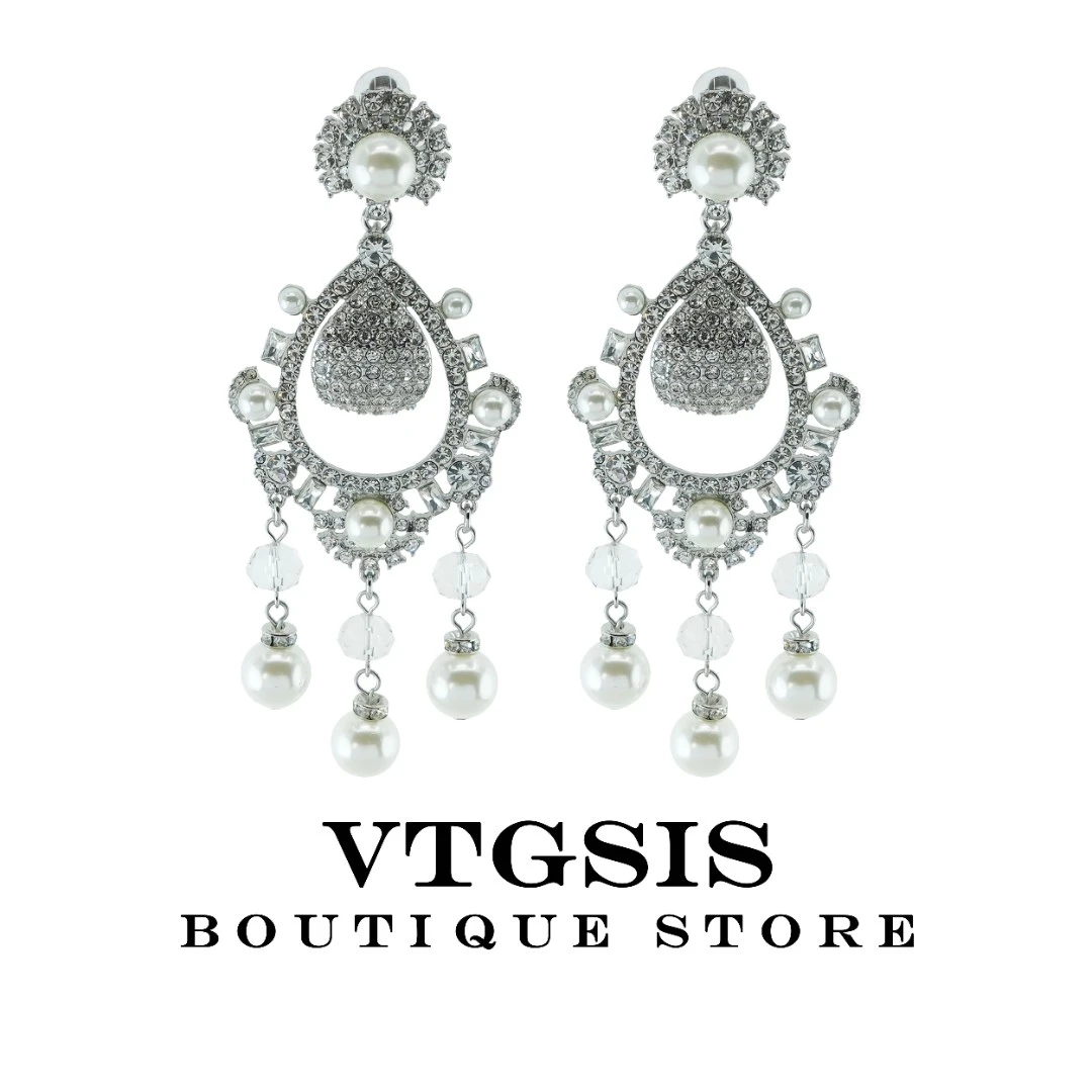 VTGSIS 合金合成锆石耳饰 21431浪漫情调银色扫肩耳夹【直播同价】