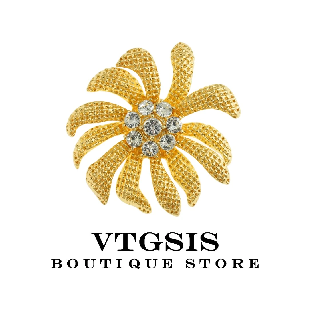 VTGSIS 合金合成锆石胸针 5666金色小雏菊胸针轻奢设计感简约胸花