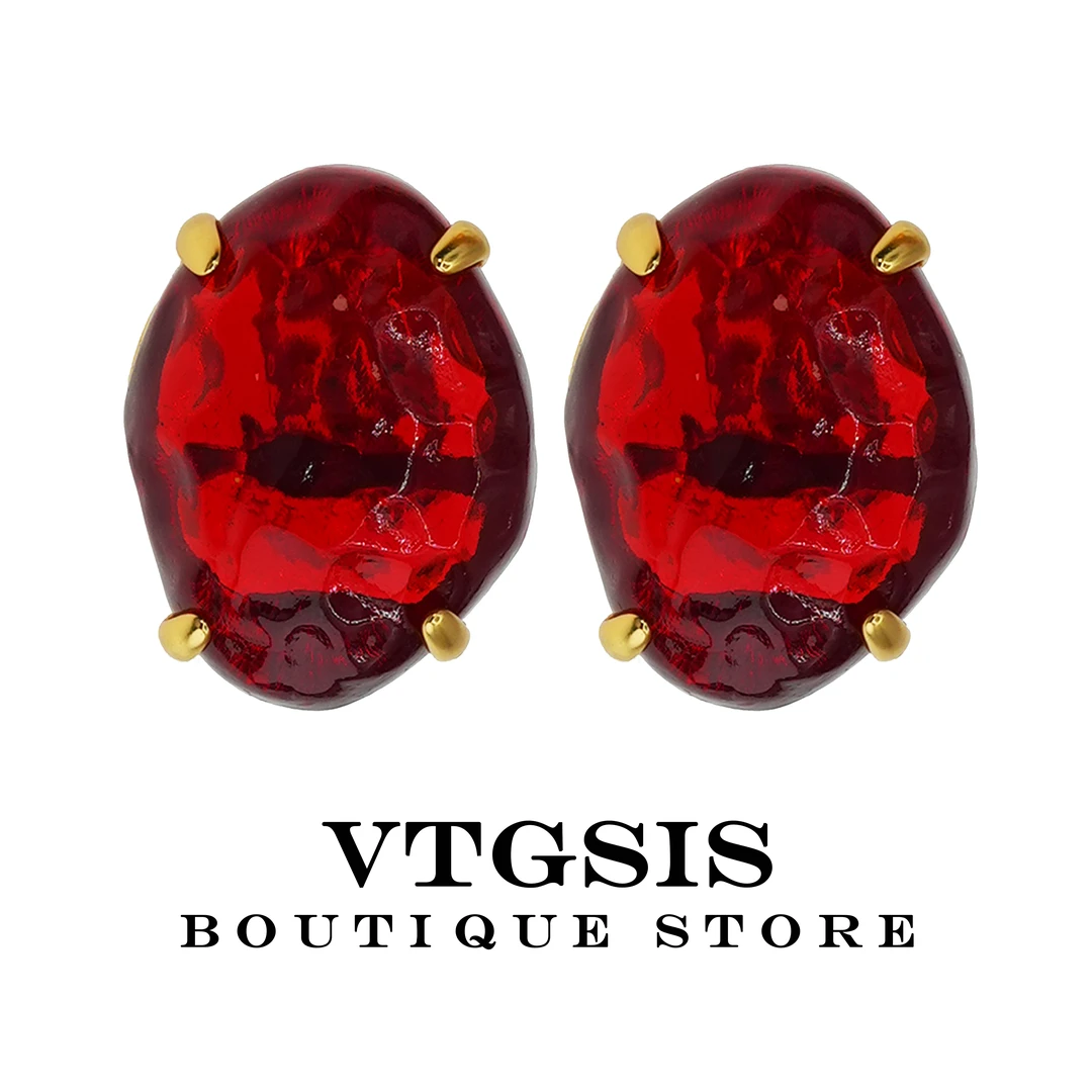 VTGSIS 合金耳饰 2751高透绝美的杨树林红色耳饰复古气质手工