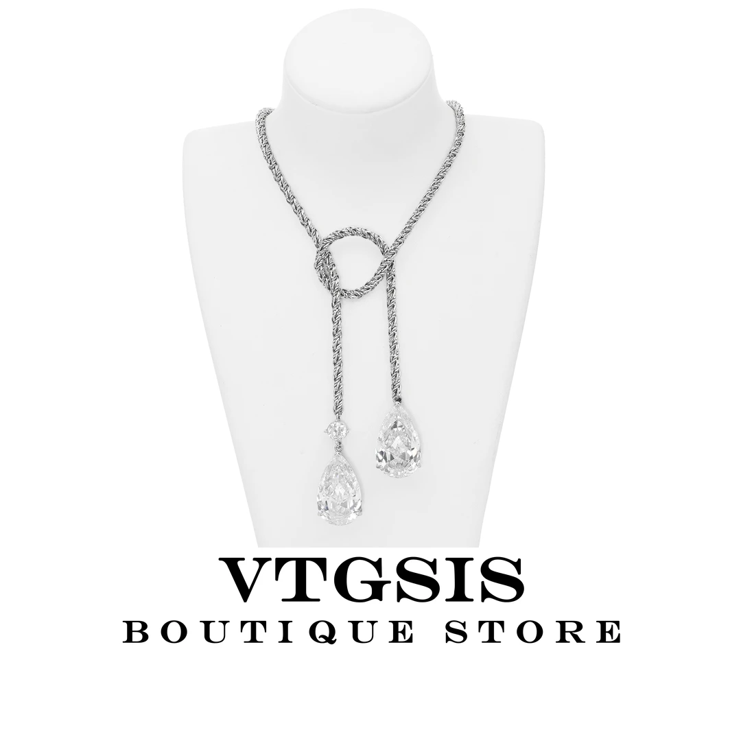 VTGSIS 合金琉璃项链 3889清冷风透银色水滴项链饰品【直播同价】