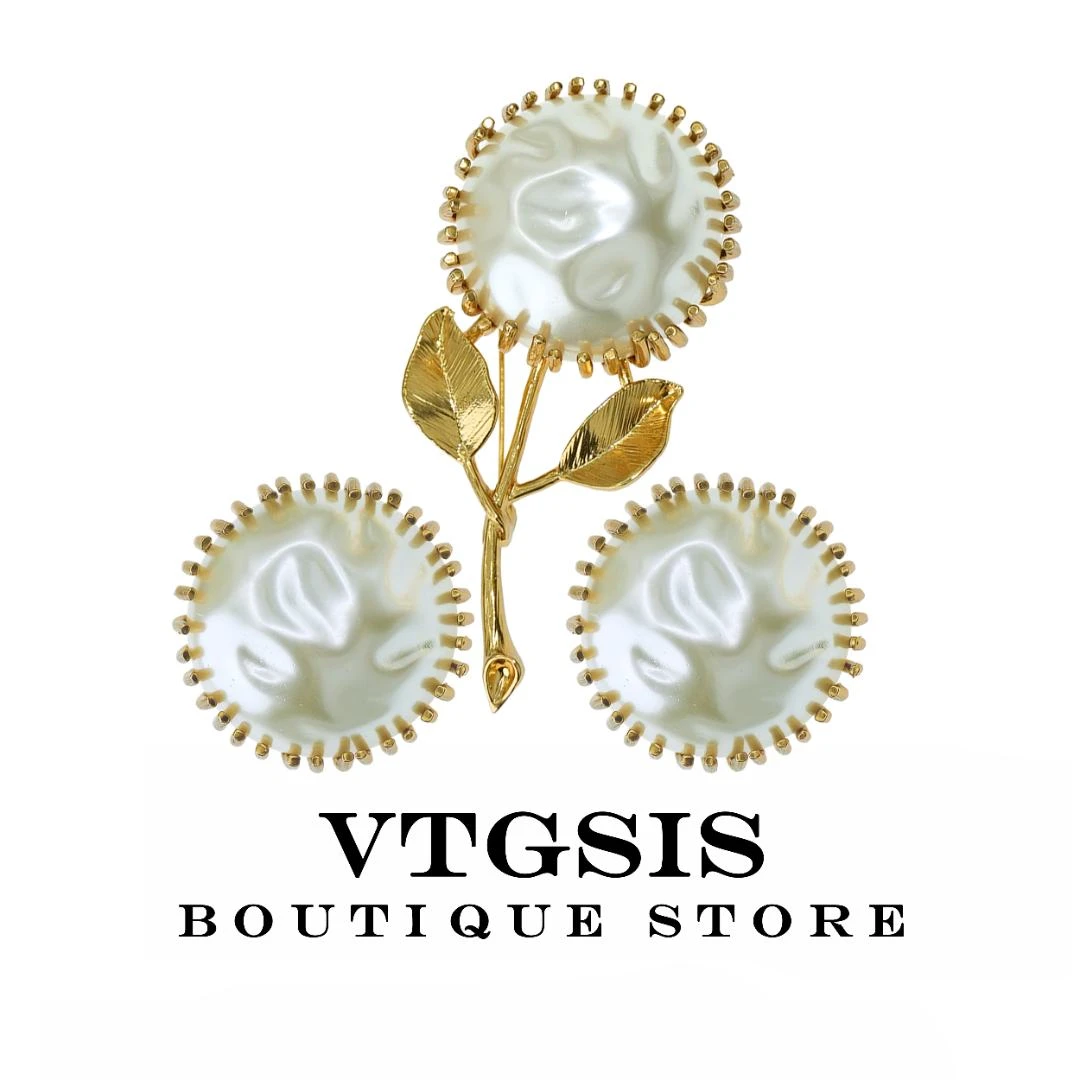VTGSIS 合金仿珍珠耳饰 5630/21177棉花糖耳夹胸针可爱小众女气质