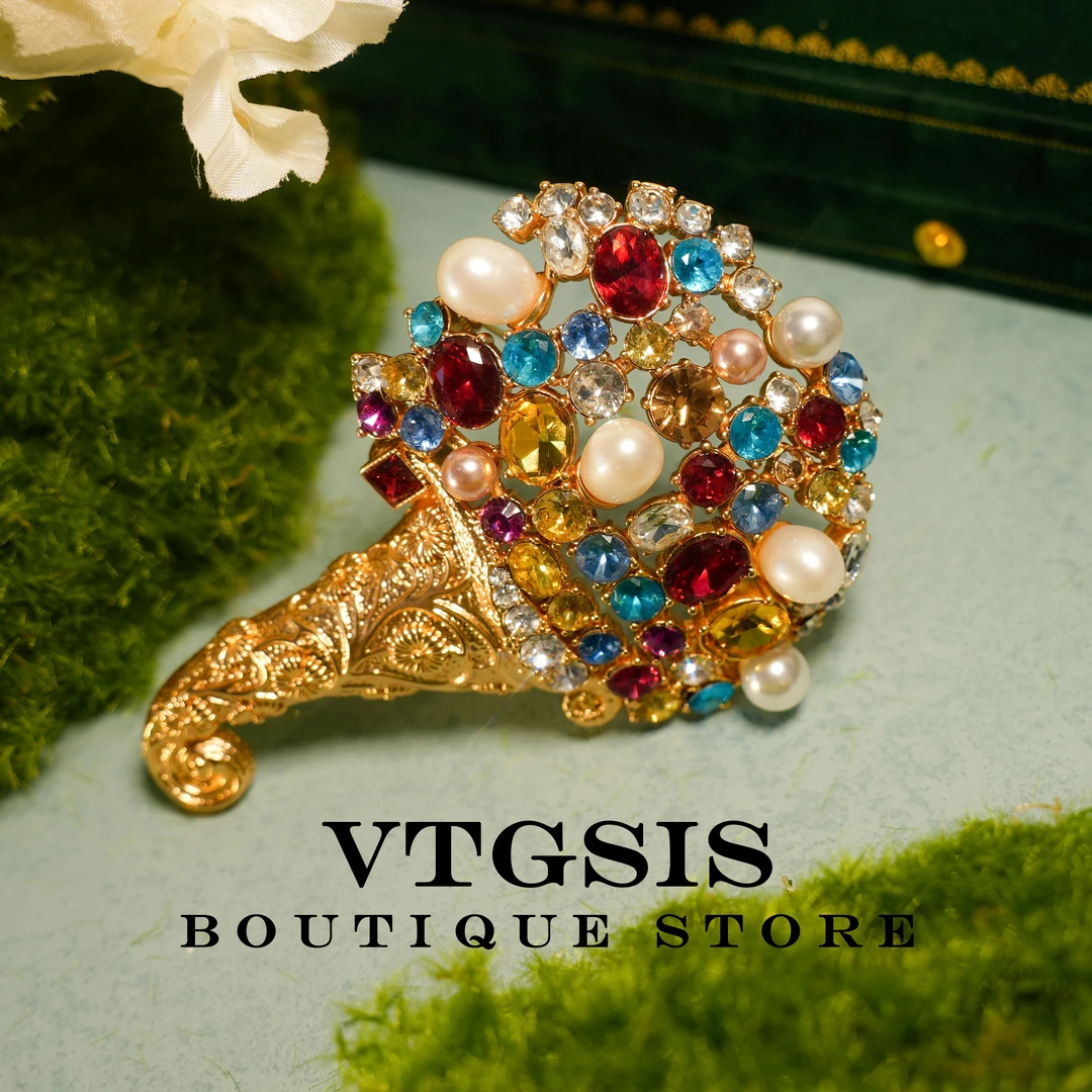 VTGSIS 合金合成锆石胸针 51022丰裕之角彩色花束胸针优雅设计师