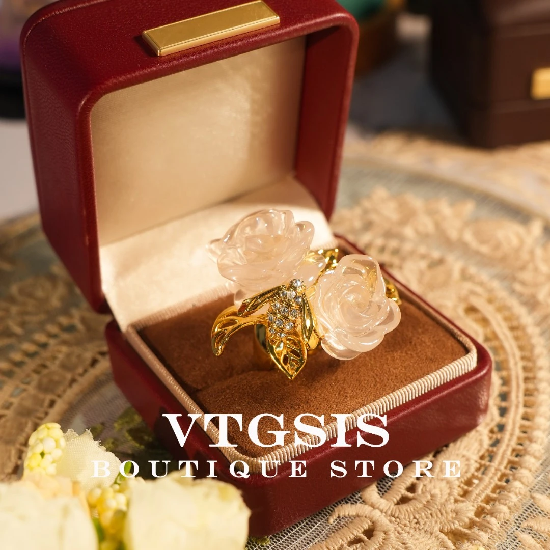 VTGSIS 合金琉璃戒指 1373透明花朵戒指轻奢时尚复古【直播同价】