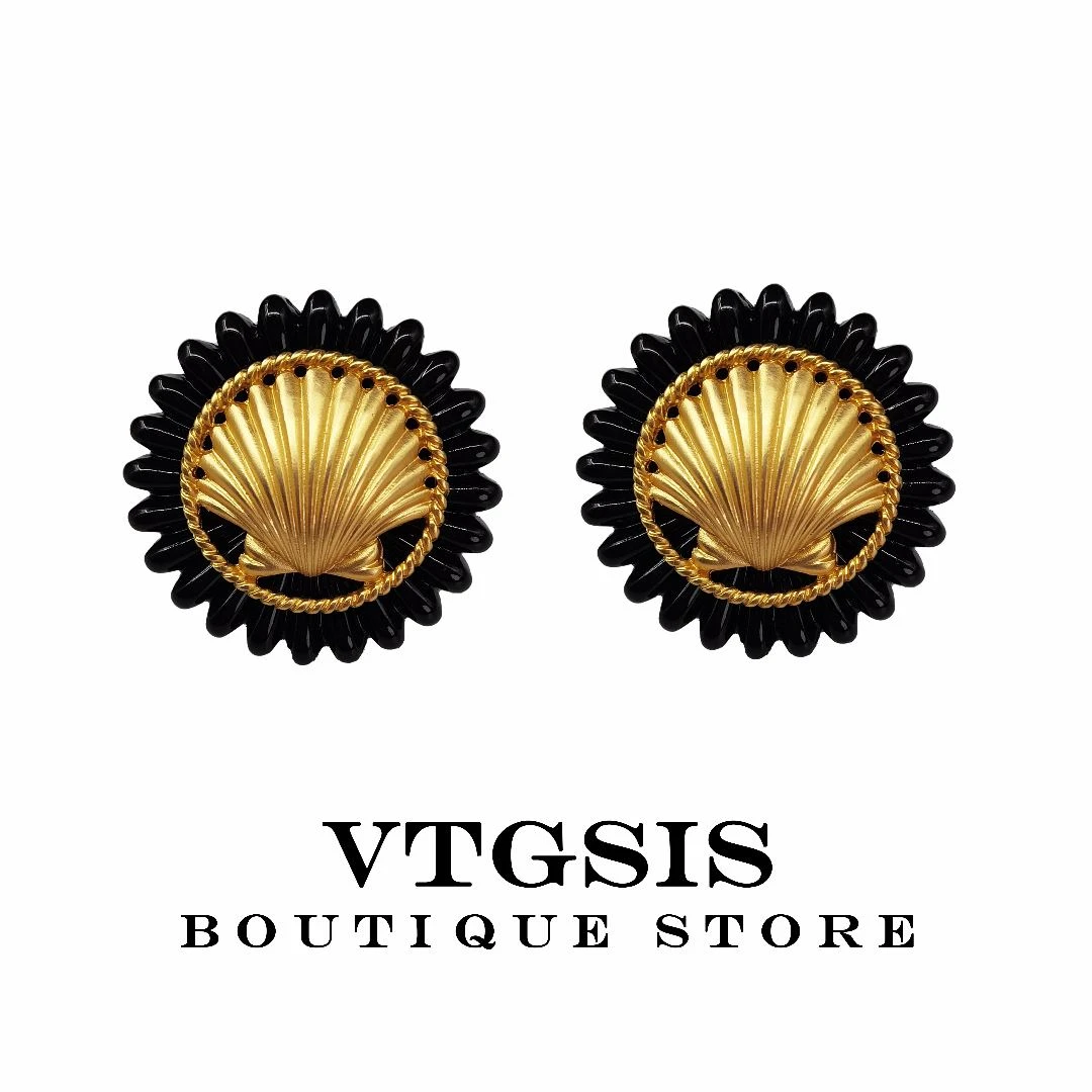 VTGSIS 合金树脂耳饰 21011经典款贝壳耳饰小众ins气质女手工时尚