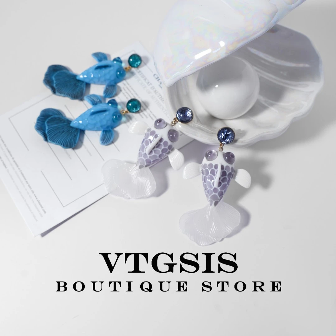 VTGSIS 合金亚克力耳饰 2785金鱼耳饰轻奢高级感小众设计简约清新