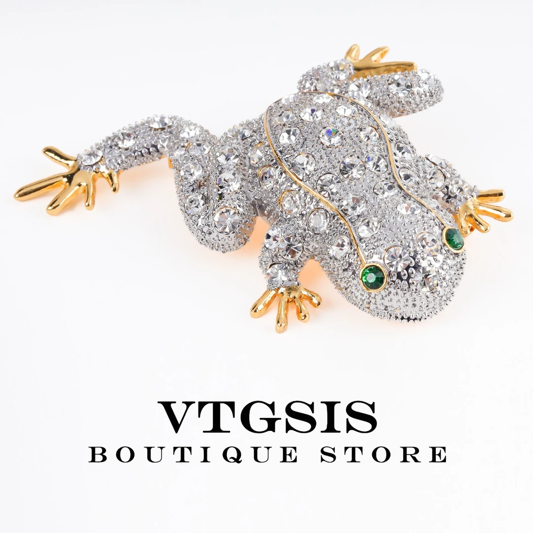 VTGSIS 合金合成锆石胸针 5945银色许愿青蛙胸针轻奢【直播同价】
