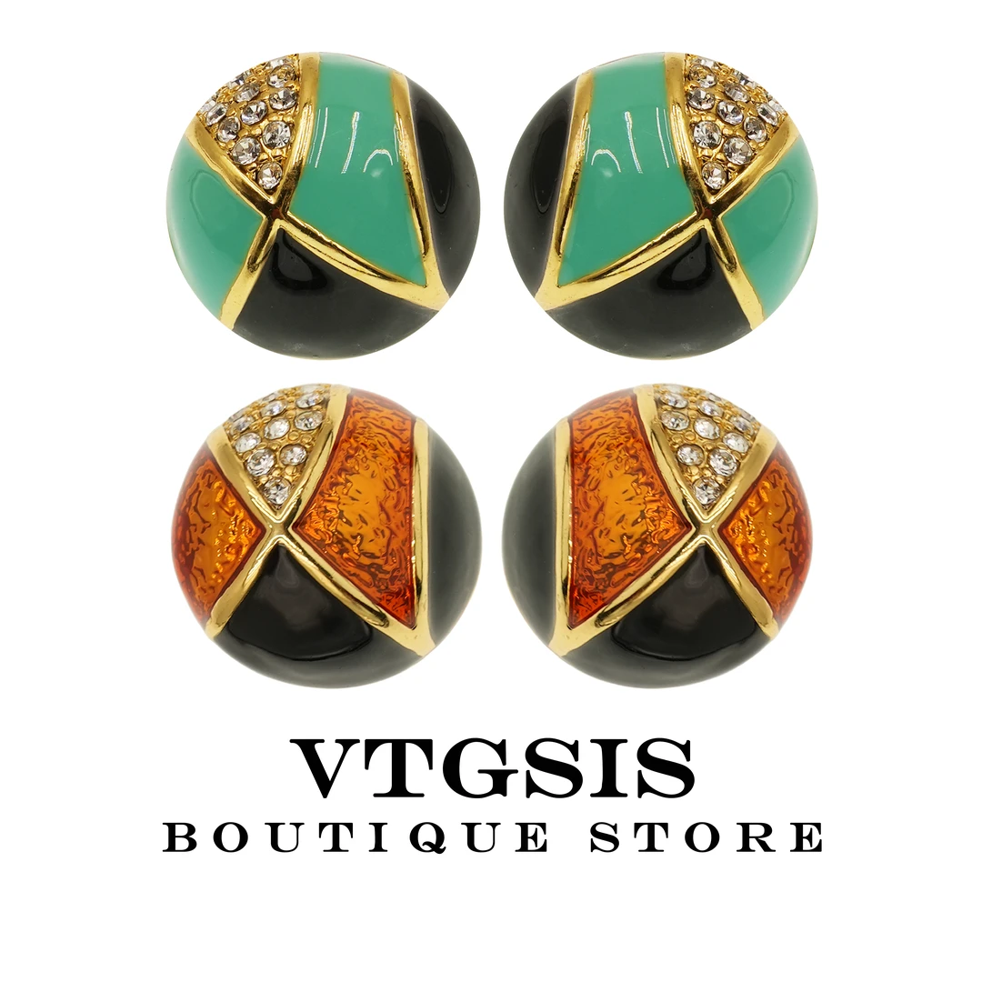 VTGSIS 合金珐琅耳饰 21650彩色车轮耳饰气质手工时尚百搭爆款女