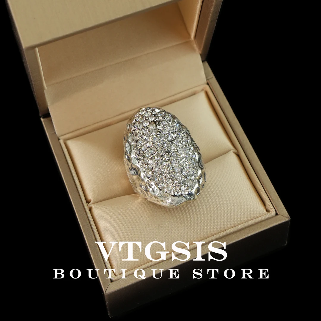 VTGSIS 合金合成锆石戒指 月落星辰银色戒指饰品轻奢欧美女1112