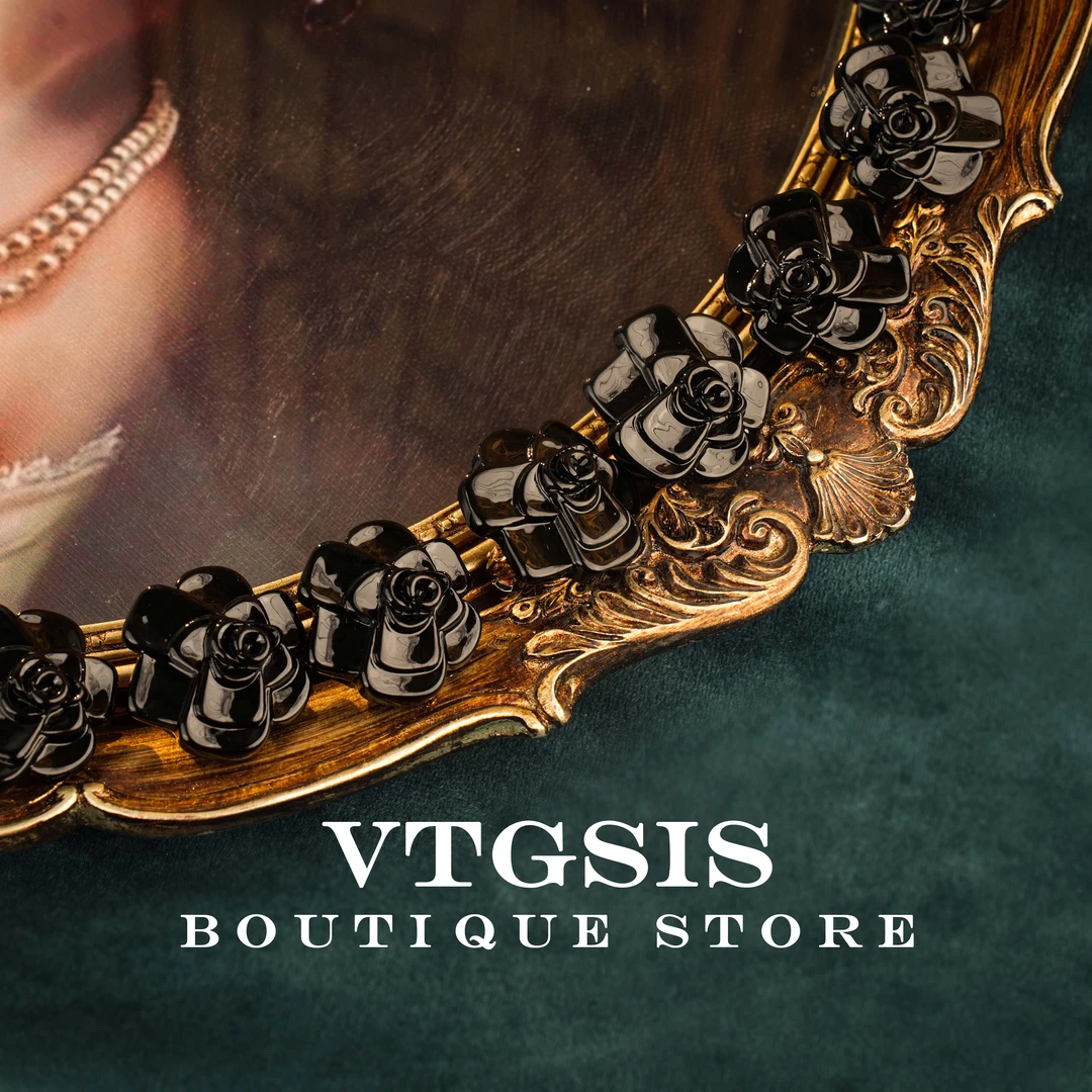 VTGSIS 合金树脂耳饰 22415黑色山茶花耳夹耳饰配饰【直播同价】