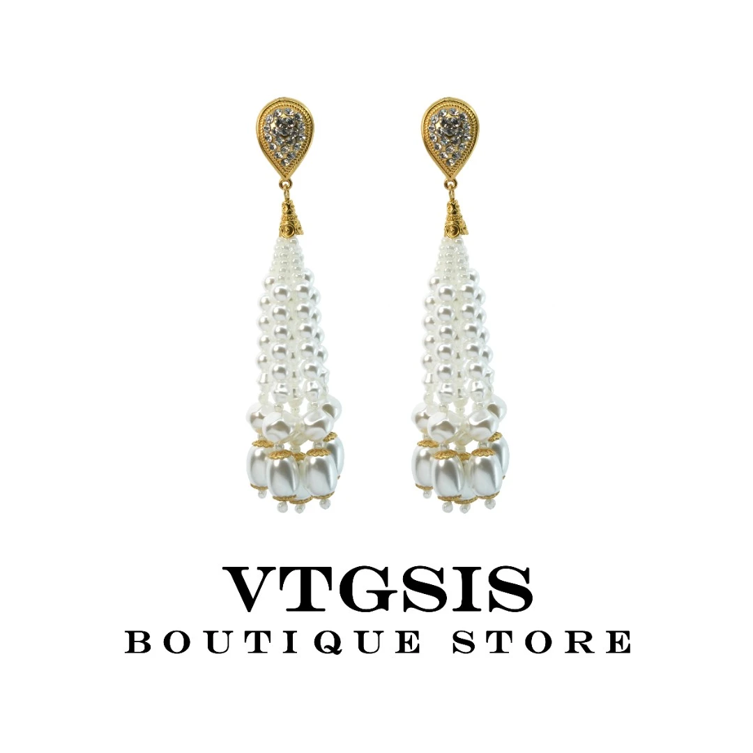 VTGSIS 合金仿珍珠耳饰 21525珠珠流苏耳夹气质轻奢时尚宫廷风