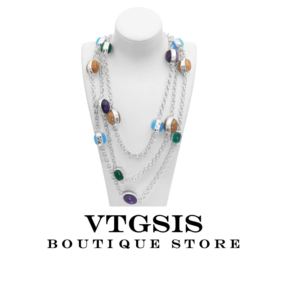 VTGSIS 合金琉璃项链 3876彩色糖果长项链毛衣链饰品【直播同价】
