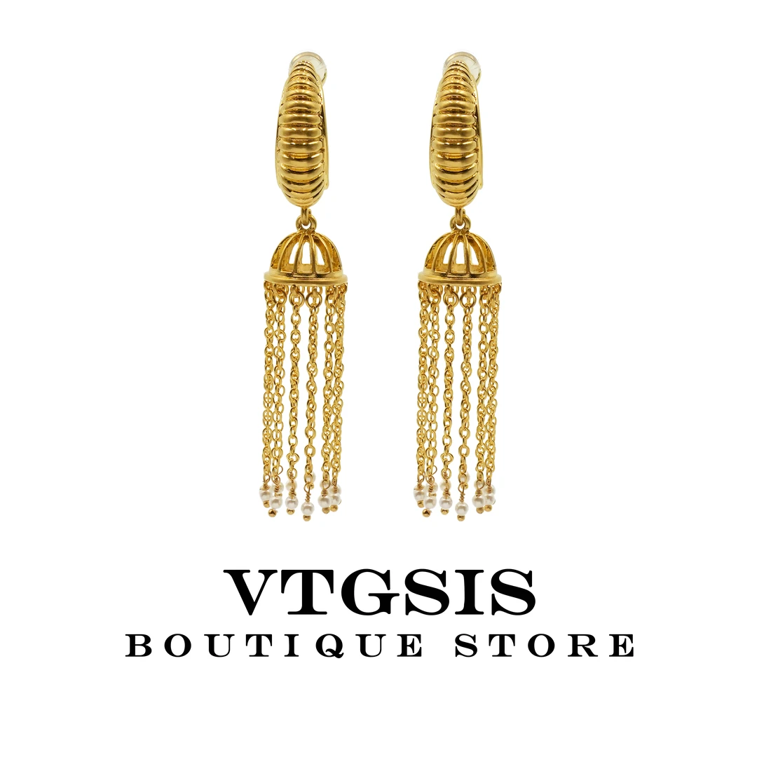 VTGSIS 合金耳饰 21793深邃印象吊灯流苏耳钉耳饰气质【直播同价】