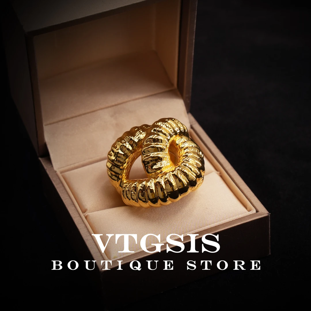 VTGSIS 合金戒指 1288命运交响曲金色麻绳戒指气质轻奢法式编织女