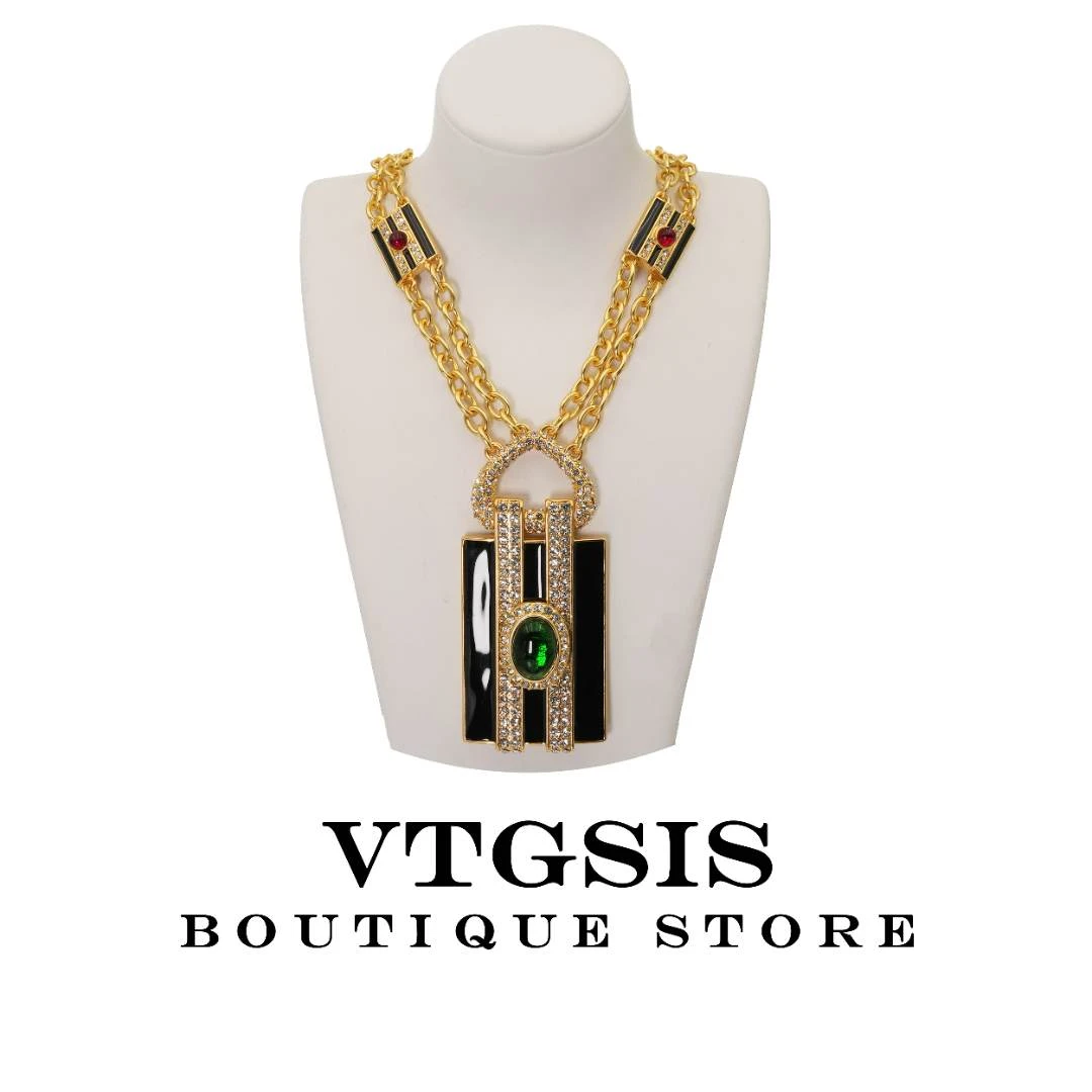 VTGSIS 合金项链 复古相机吊坠女宫廷风珐琅项链高级感配饰3858