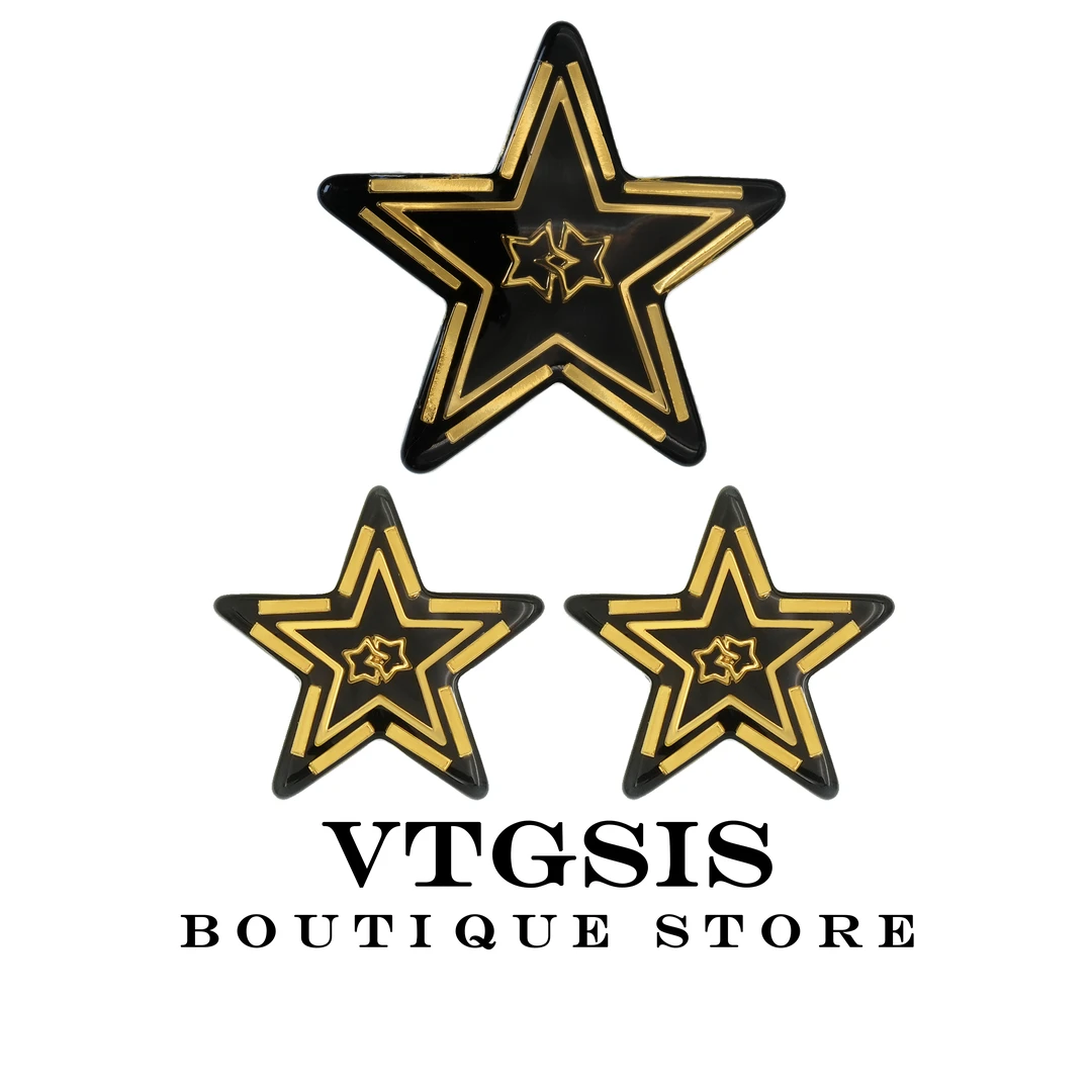 VTGSIS 合金亚克力耳饰 5854/22130时光魅影黑金色五角星胸针耳夹