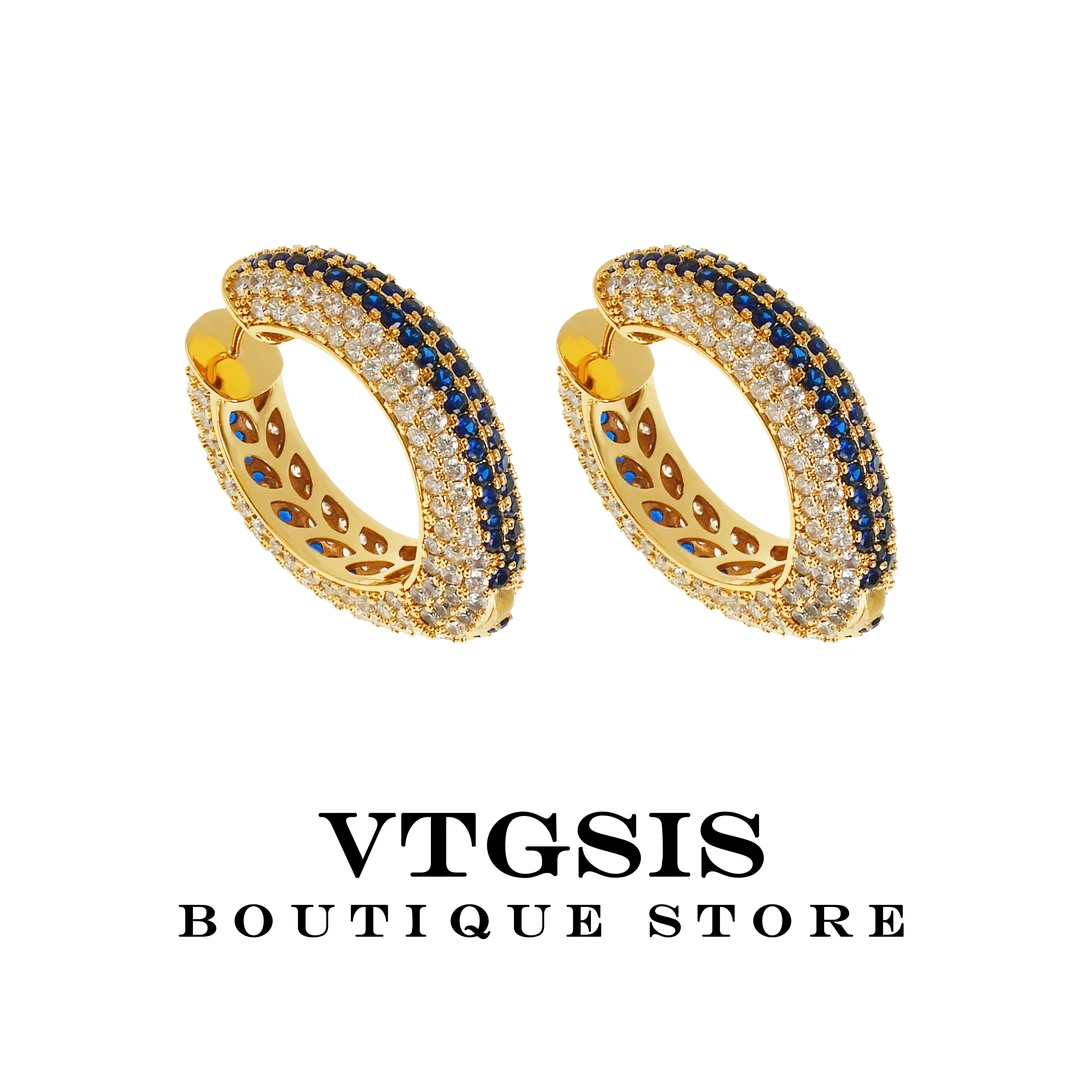 VTGSIS 合金合成锆石耳饰 22486彩色大圈耳钉时尚百搭设计感饰品