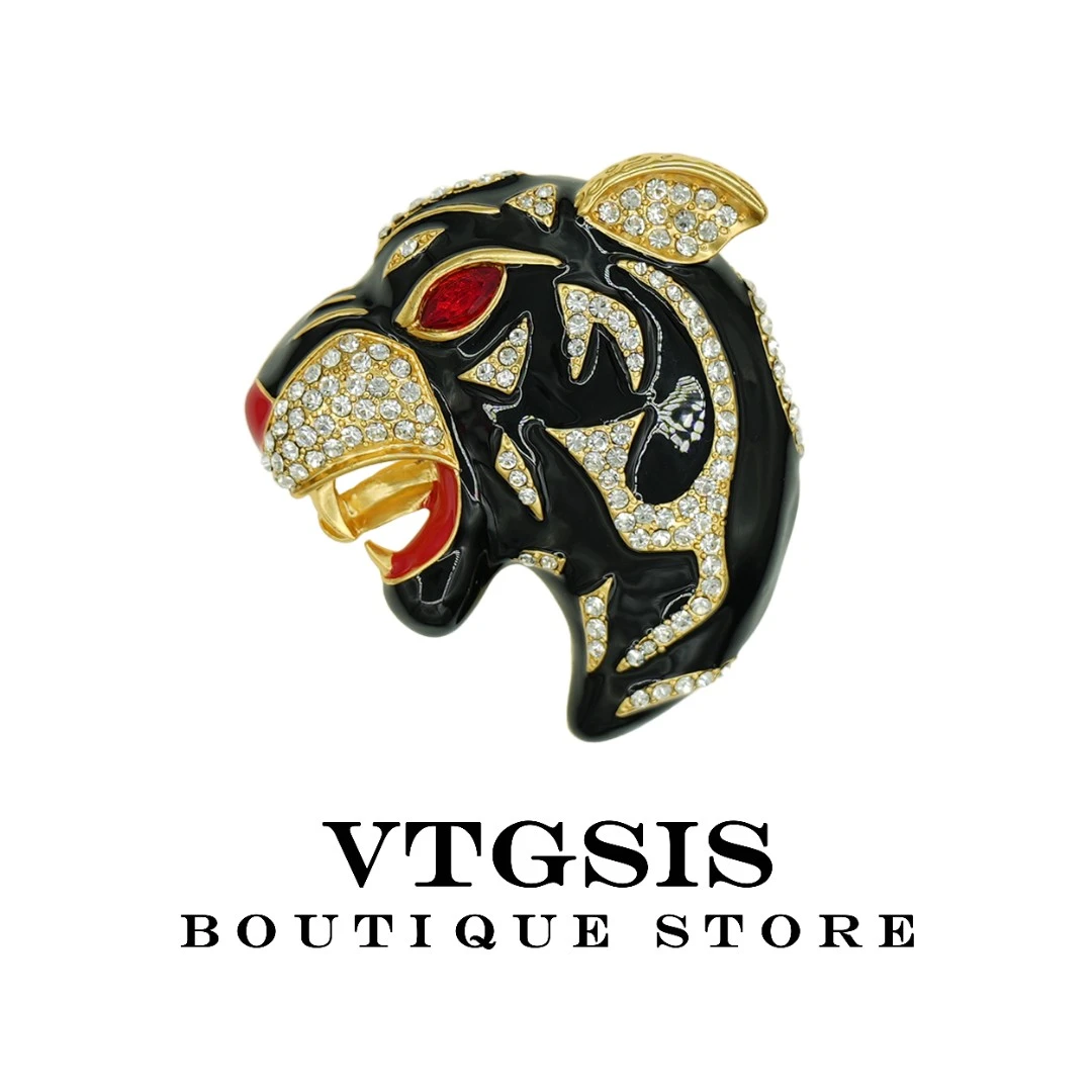 VTGSIS 合金珐琅胸针 豹头胸针复古时尚百搭高级感配饰设计师5239