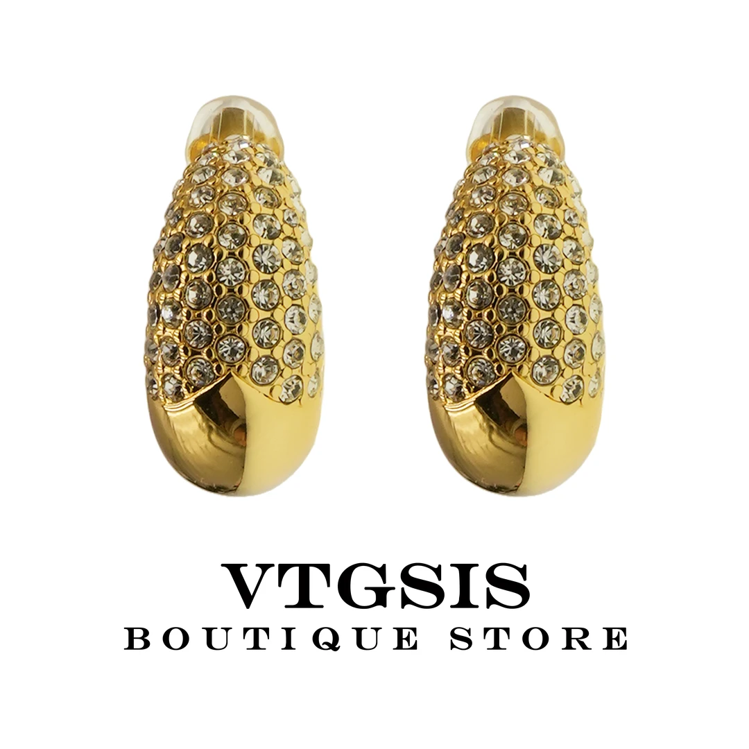 VTGSIS 合金合成锆石耳饰 【中古姐妹推荐】金屿水滴璀璨耳钉 21709