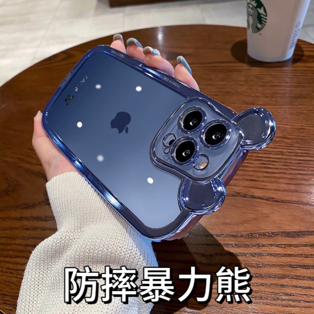 苹果14promax手机壳透明新款iphone12防摔保护套苹果13网红暴力熊