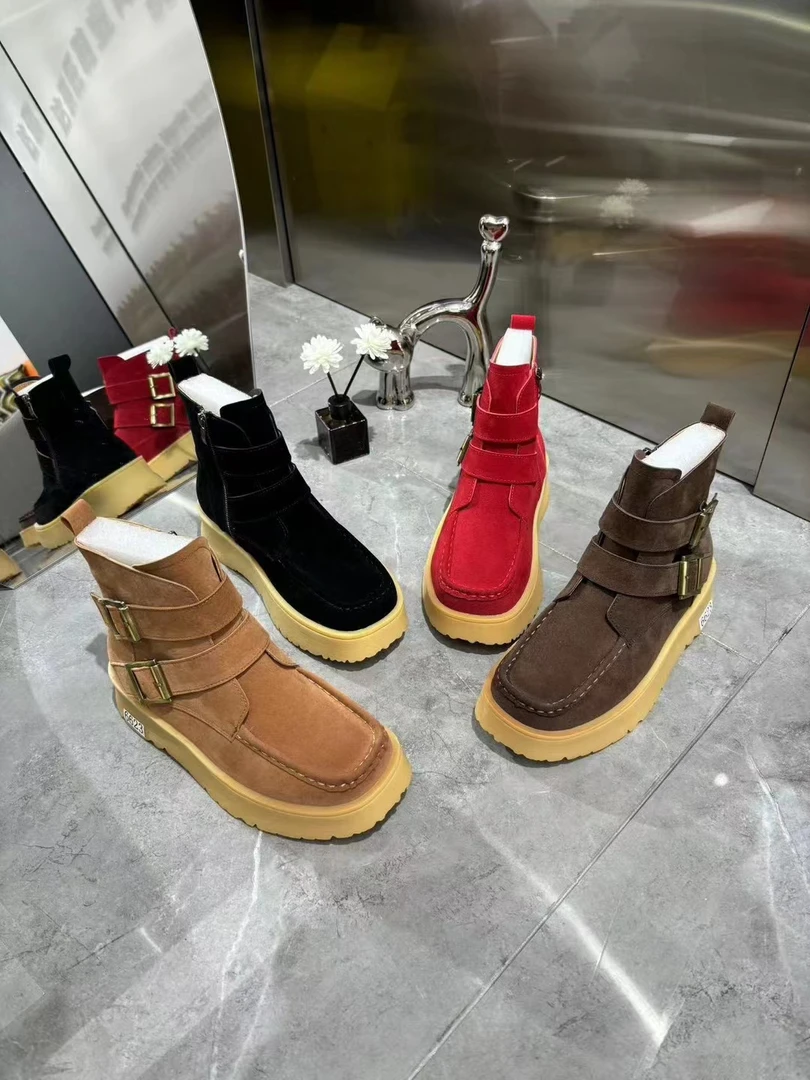 6623网红复古新款时尚百搭厚底潮鞋秋冬中帮平底