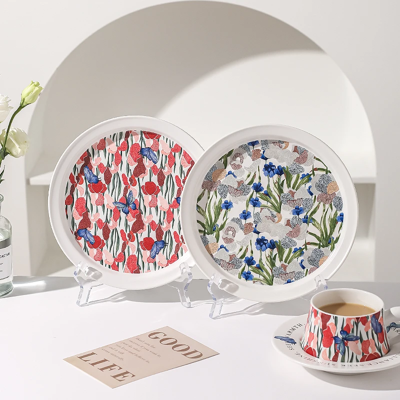 川岛屋蝴蝶陶瓷盘子家用2024新款餐盘高级感轻奢特别好看的浅平盘