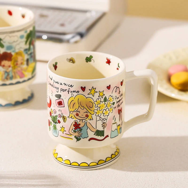 川岛屋马克杯女生高颜值陶瓷情侣水杯家用可爱早餐杯子牛奶咖啡杯