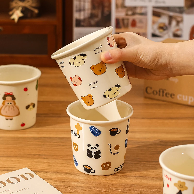 川岛屋可爱咖啡杯子女陶瓷马克杯高颜值水杯家用好看的手握拿铁杯