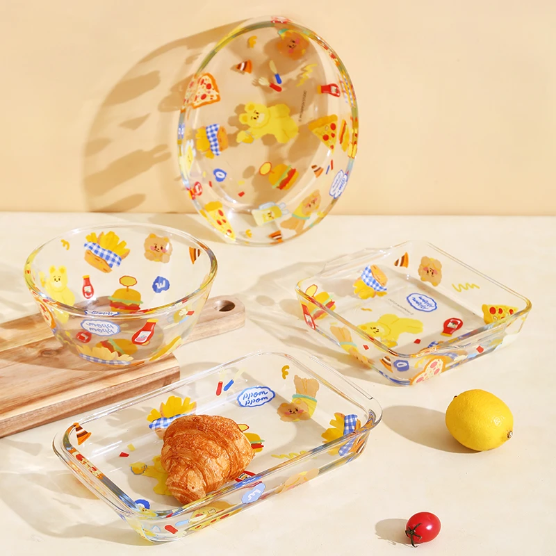 川岛屋耐热玻璃烤盘烤箱专用器皿微波炉盘子家用长方形餐具蒸鱼盘