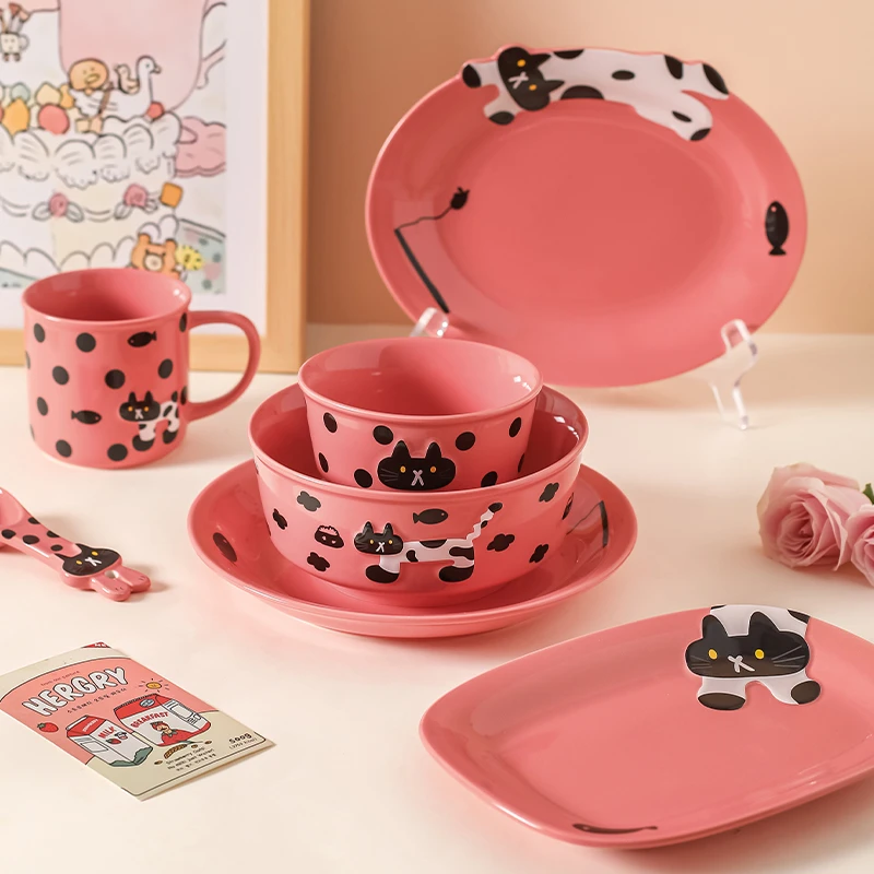 川岛屋可爱陶瓷饭碗家用2024新款创意面碗盘子碗碟套装一人食餐具