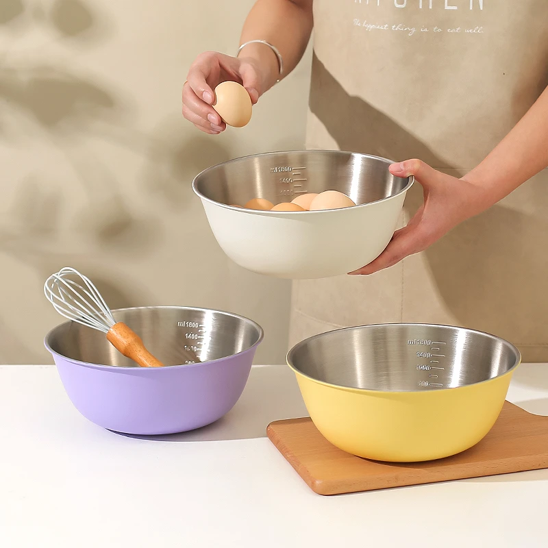 川岛屋不锈钢沙拉碗家用凉拌菜料理盆和面揉面打蛋碗水果色拉大碗