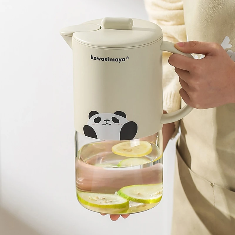 川岛屋熊猫冷水壶玻璃耐高温家用大容量泡茶壶凉水杯凉白开凉水壶