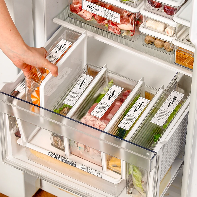 川岛屋冰箱冷冻肉收纳盒保鲜盒食品级专用蔬菜食物分装整理密封盒