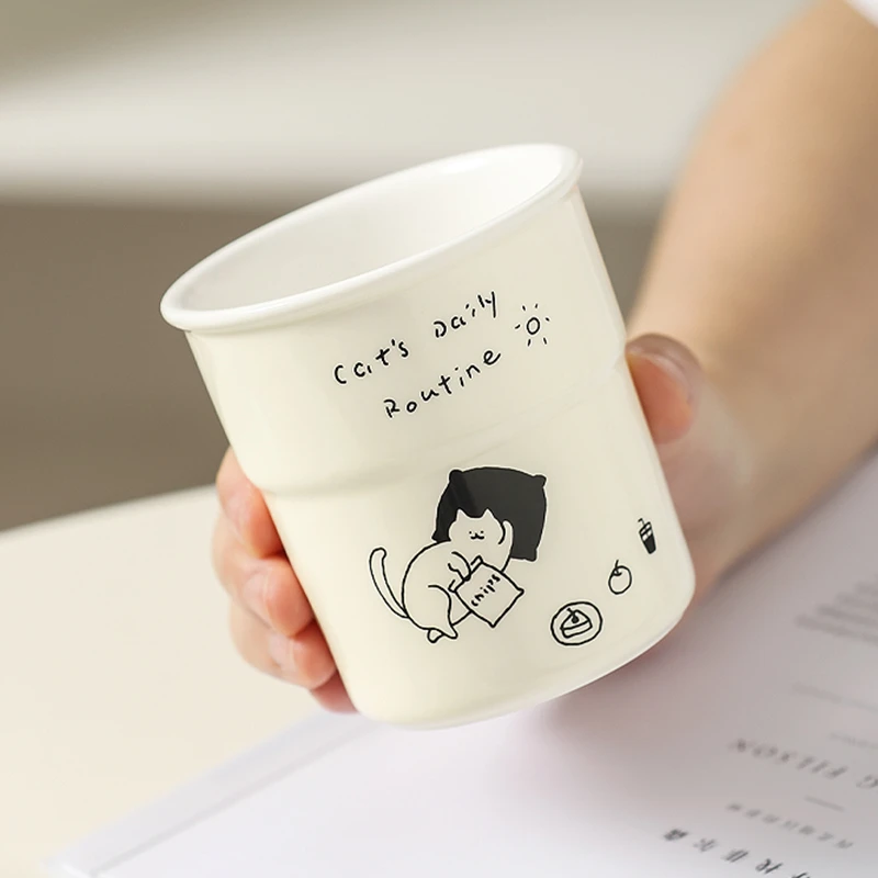 川岛屋猫咪咖啡杯家用陶瓷马克杯女生特别好看的水杯情侣牛奶杯子