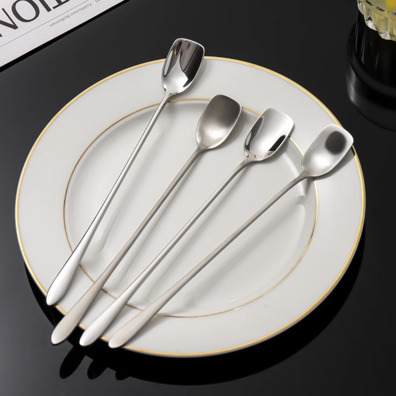 川岛屋不锈钢咖啡搅拌勺长柄高颜值蜂蜜甜品小勺子奶茶冰勺搅拌棒