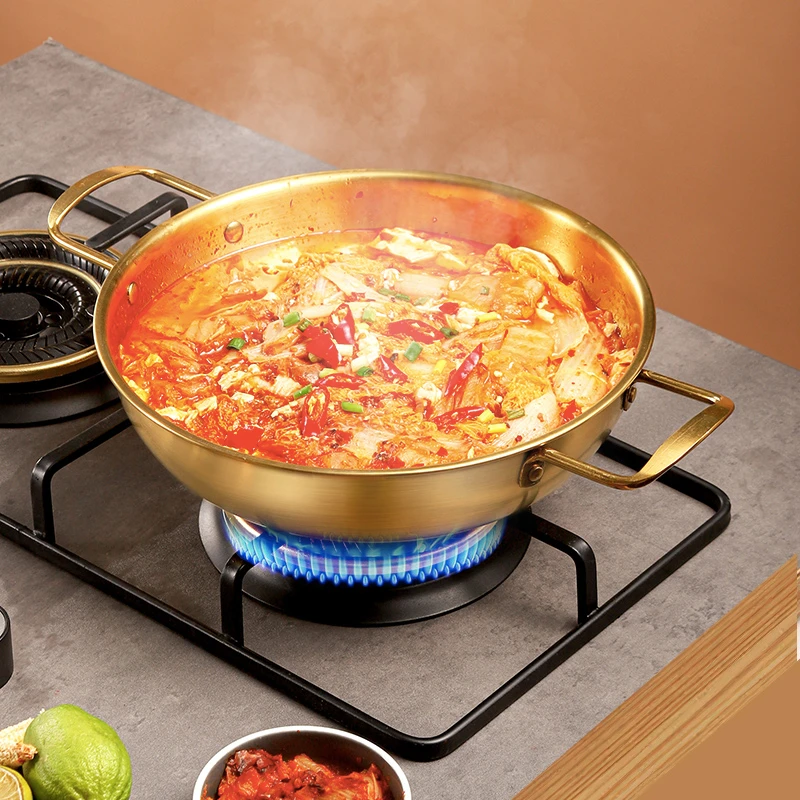韩式网红金色颜色轻奢泡面锅韩式宫廷风煮汤煮面汤锅多功能家用锅