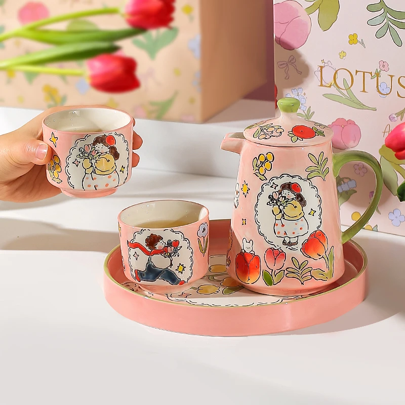 川岛屋情侣茶壶泡茶杯生日结婚情人节礼物下午茶陶瓷茶具套装礼盒